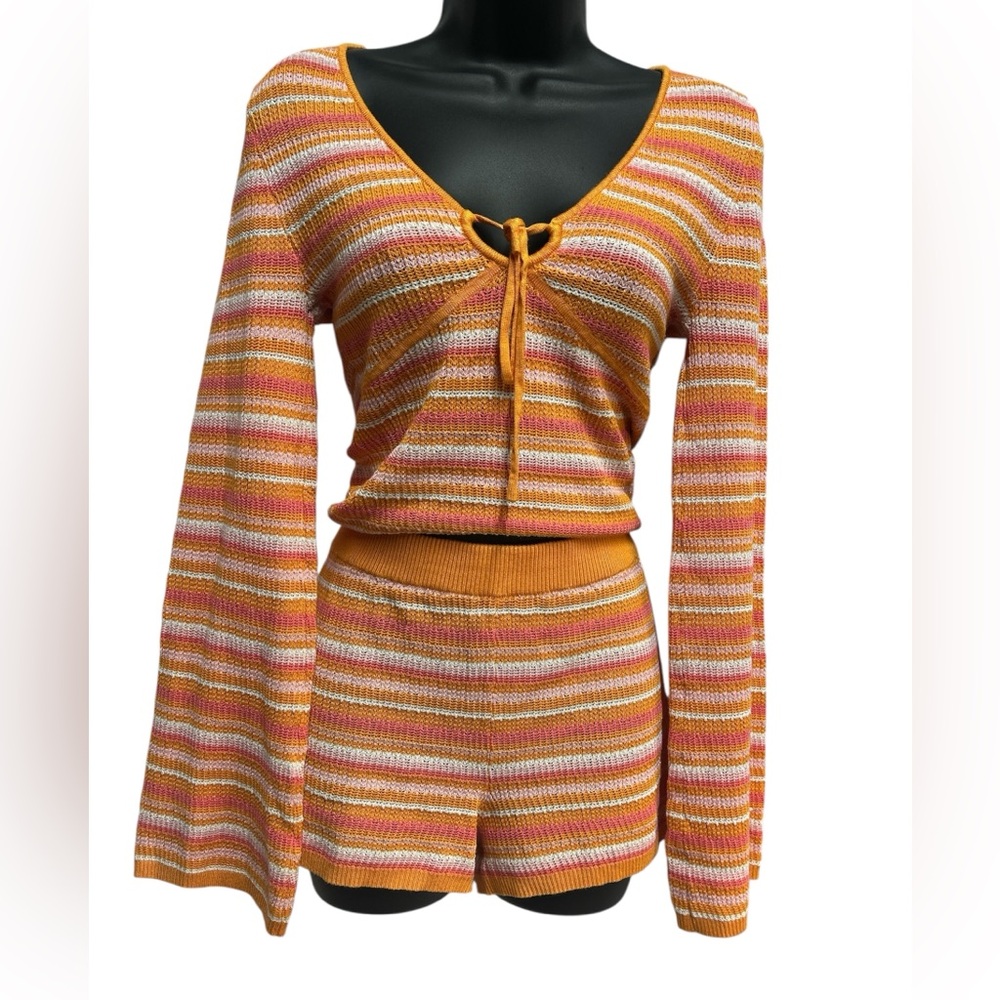 Pink Rose Multicolor Striped Swim Coverup